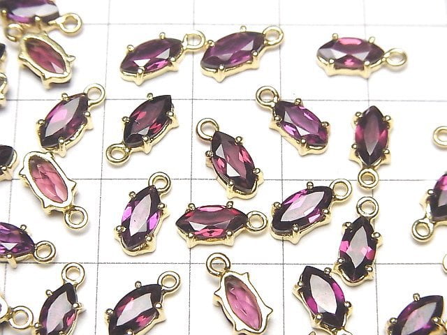[Video]High Quality Rhodolite Garnet AAA Bezel Setting Marquise Faceted 8x4mm 18KGP 2pcs