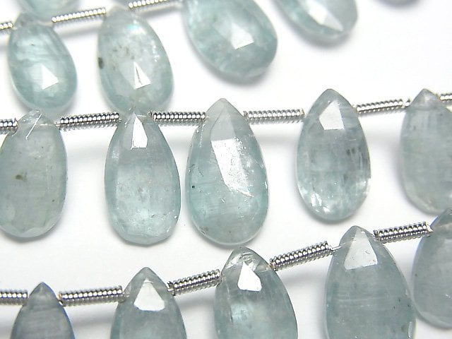 [Video] Sky Kyanite AA++ Pear shape Faceted Briolette half or 1strand beads (aprx.7inch/19cm)