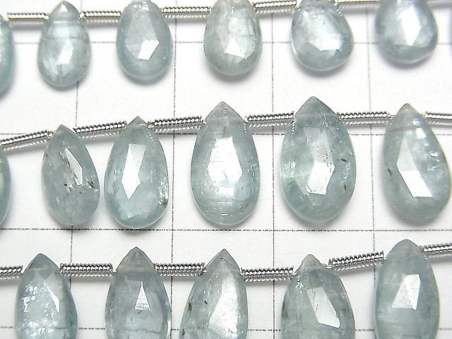 [Video] Sky Kyanite AA++ Pear shape Faceted Briolette half or 1strand beads (aprx.7inch/19cm)