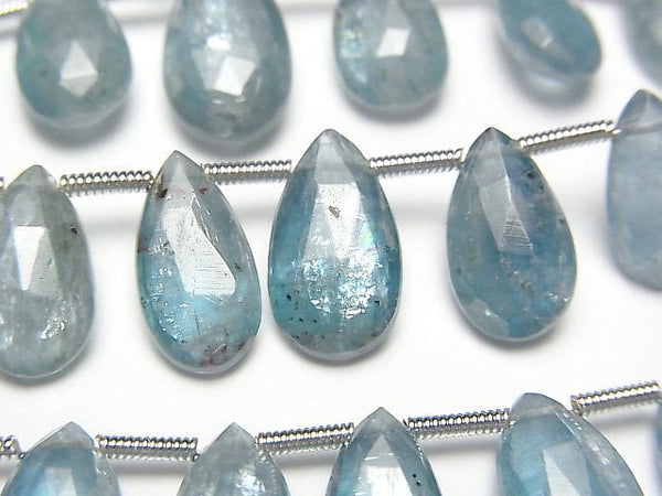 [Video] Sky Kyanite AA++ Pear shape Faceted Briolette [Blue] half or 1strand beads (aprx.7inch/18cm)
