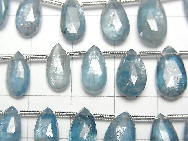 [Video] Sky Kyanite AA++ Pear shape Faceted Briolette [Blue] half or 1strand beads (aprx.7inch/18cm)