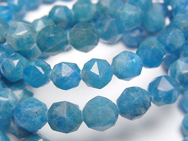 [Video]High Quality! Blue Apatite AA++ Star Faceted Round 8mm Bracelet