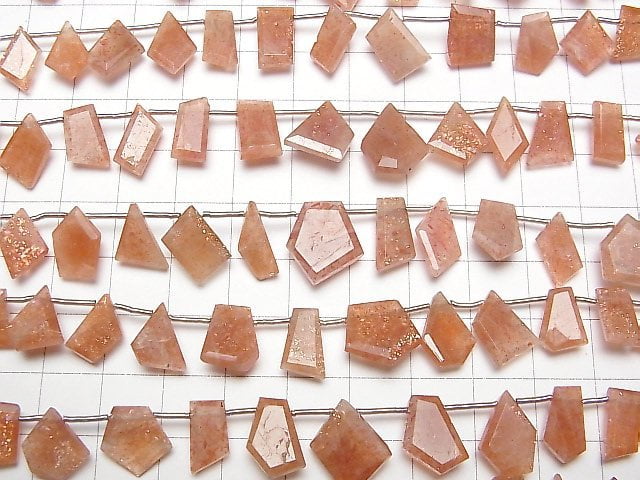 [Video]Sunstone AA++ fancy shape Faceted 1strand beads (aprx.7inch/18cm)