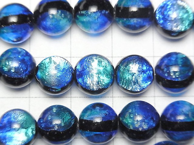 [Video]Lampwork Beads Round 10mm [Taketomi Blue/Luminous type ] 1/4 or 1strand beads (aprx.15inch/36cm)