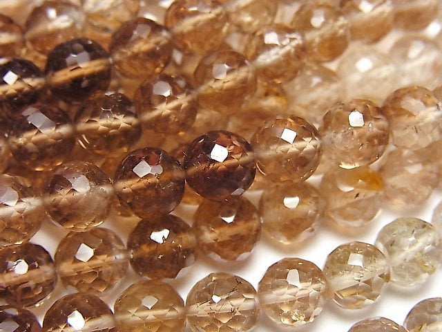 [Video]High Quality Brown Topaz AAA- Round cut half or 1strand beads (aprx.12inch/30cm)
