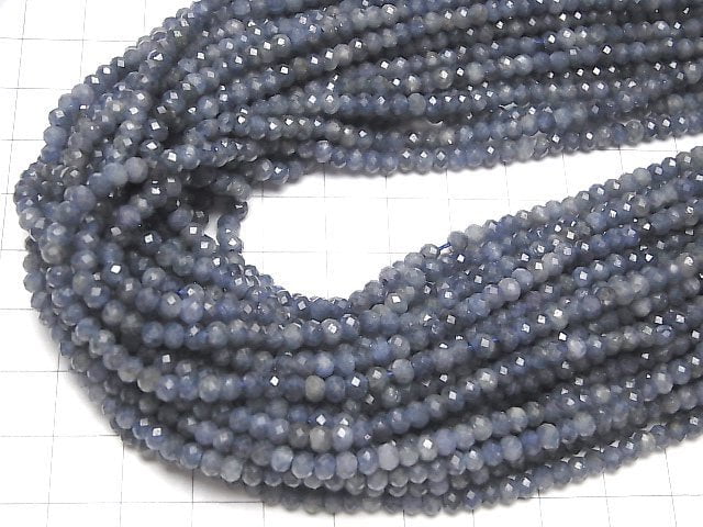 [Video]High Quality! Sri Lanka Sapphire AA Faceted Button Roundel 4x4x2.5mm half or 1strand beads (aprx.15inch/37cm)
