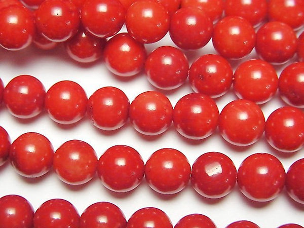 [Video]Red Coral (Dyed) Round 7mm 1strand beads (aprx.15inch/37cm)