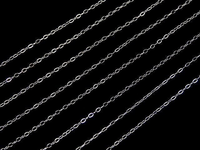 Silver925 Flat cable Chain with slide adjuster 1mm Rhodium Plated [45cm] Necklace 1pc