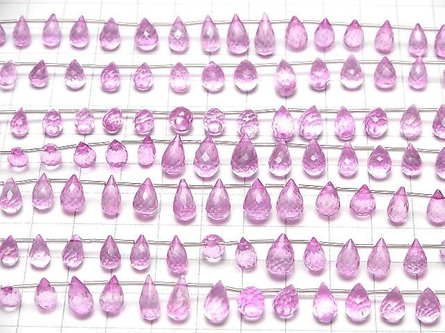 [Video] High Quality Pink Topaz AAA- Drop Faceted Briolette half or 1strand (20pcs)