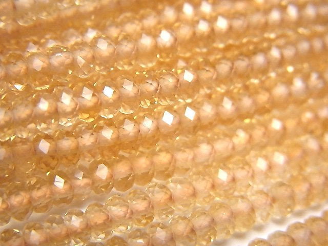 [Video]High Quality! Citrine AAA- Faceted Button Roundel 1strand beads (aprx.13inch/31cm)