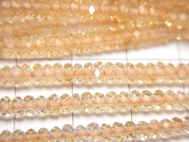 [Video]High Quality! Citrine AAA- Faceted Button Roundel 1strand beads (aprx.13inch/31cm)
