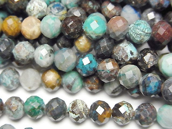 [Video]High Quality! Chrysocolla In Quartz Faceted Round 6mm 1strand beads (aprx.15inch/37cm)