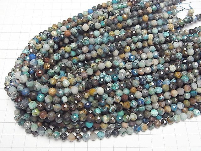 [Video]High Quality! Chrysocolla In Quartz Faceted Round 6mm 1strand beads (aprx.15inch/37cm)