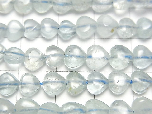 [Video]Aquamarine AA+ Vertical Hole Heart 6x6mm 1strand beads (aprx.15inch/37cm)