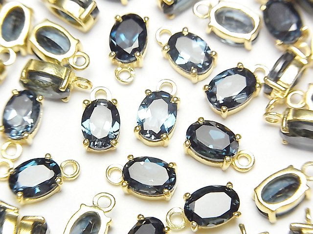 [Video]High Quality London Blue Topaz AAA Bezel Setting Oval Faceted 7x5mm 18KGP 2pcs
