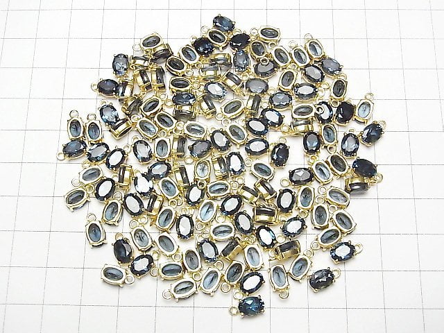 [Video]High Quality London Blue Topaz AAA Bezel Setting Oval Faceted 7x5mm 18KGP 2pcs