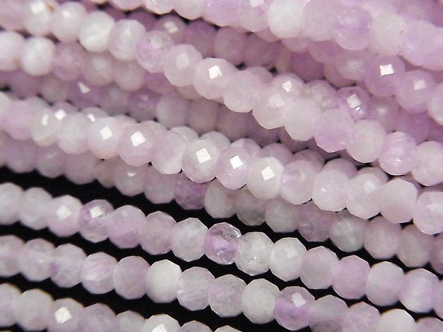 [Video]High Quality! Kunzite AA++ Faceted Button Roundel 4x4x2.5mm half or 1strand beads (aprx.15inch/37cm)