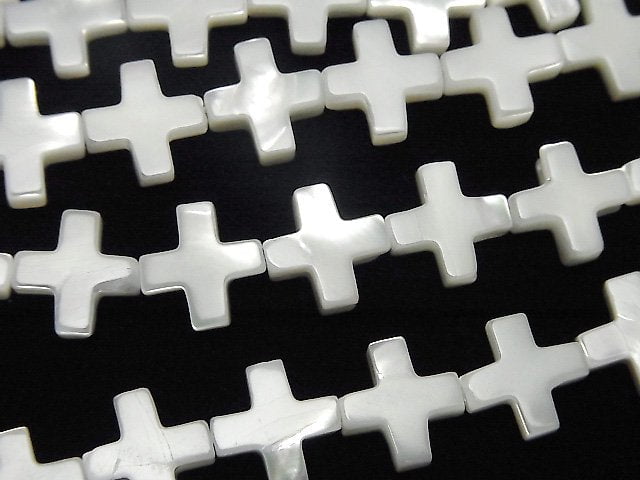 [Video]Mother of Pearl MOP White Cross 10x10mm 1strand beads (aprx.15inch/37cm)