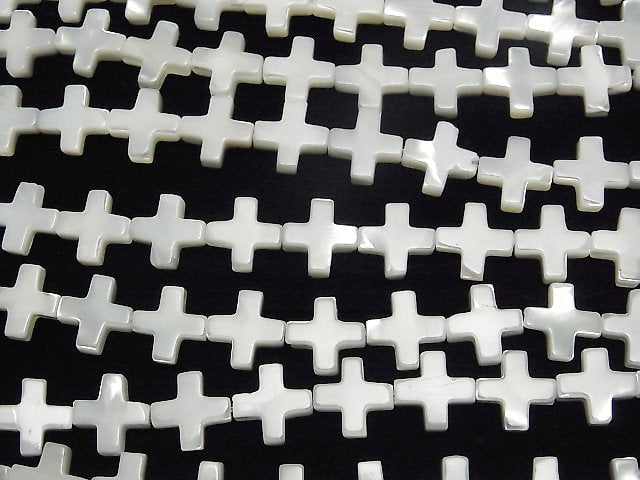 [Video]Mother of Pearl MOP White Cross 10x10mm 1strand beads (aprx.15inch/37cm)