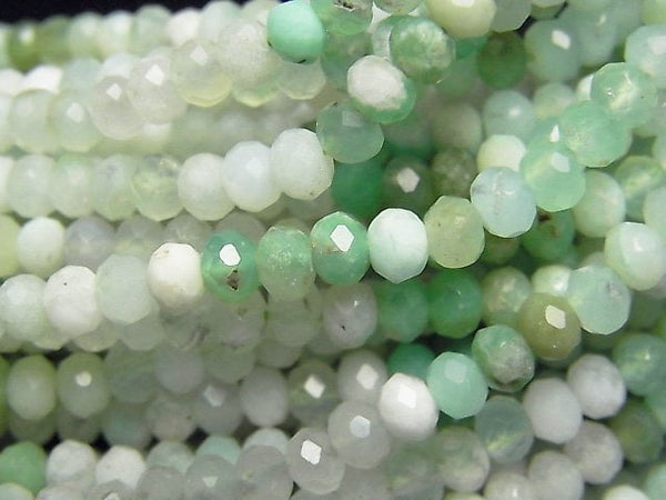 [Video]High Quality! Chrysoprase AA Faceted Button Roundel 4x4x3mm 1strand beads (aprx.15inch/38cm)