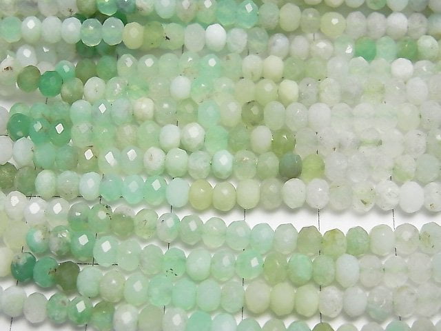 [Video]High Quality! Chrysoprase AA Faceted Button Roundel 4x4x3mm 1strand beads (aprx.15inch/38cm)