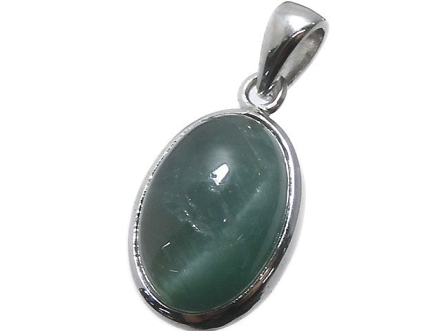 [Video][One of a kind] Green Apatite Cat's Eye Pendant Silver925 NO.4