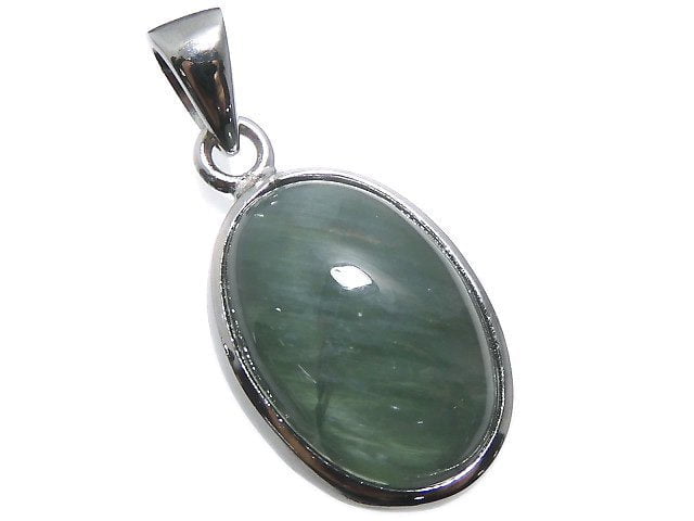 [Video][One of a kind] Green Apatite Cat's Eye Pendant Silver925 NO.5