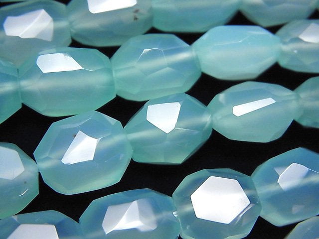 Sea Blue Chalcedony AAA- Faceted Nugget 1/4 or 1strand beads (aprx.15inch/37cm)