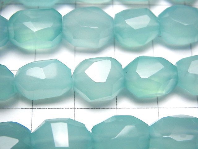 Sea Blue Chalcedony AAA- Faceted Nugget 1/4 or 1strand beads (aprx.15inch/37cm)