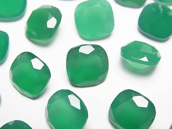 [Video]High Quality Green Onyx AAA Loose stone Square Faceted 10x10mm 2pcs