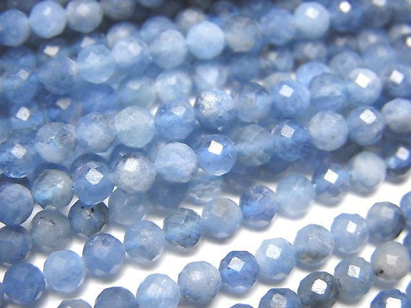 [Video]High Quality! Deep Blue Aquamarine AA++ Faceted Round 4mm 1strand beads (aprx.15inch/37cm)