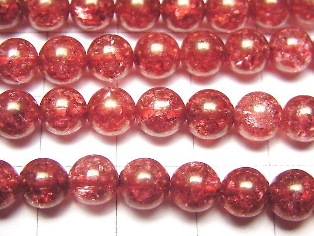[Video] Red Color 1 Cracked Crystal Round 6mm 1strand beads (aprx.15inch/38cm)