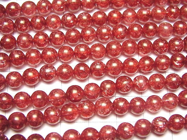 [Video] Red Color 1 Cracked Crystal Round 6mm 1strand beads (aprx.15inch/38cm)