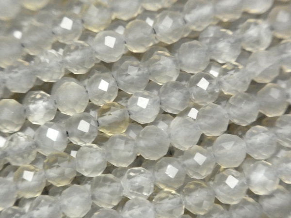 [Video]High Quality! Gray Moonstone AAA Faceted Round 4mm 1strand beads (aprx.15inch/37cm)