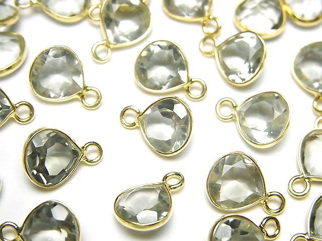 [Video]High Quality Green Amethyst AAA Bezel Setting Chestnut Faceted 8x8mm 18KGP 3pcs