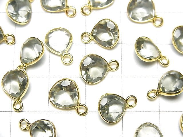 [Video]High Quality Green Amethyst AAA Bezel Setting Chestnut Faceted 8x8mm 18KGP 3pcs