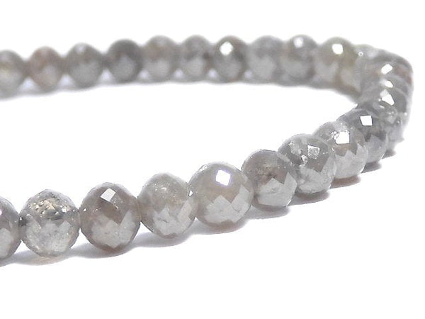[Video][One of a kind] [1mm hole] Gray Diamond Faceted Button Roundel Bracelet NO.103