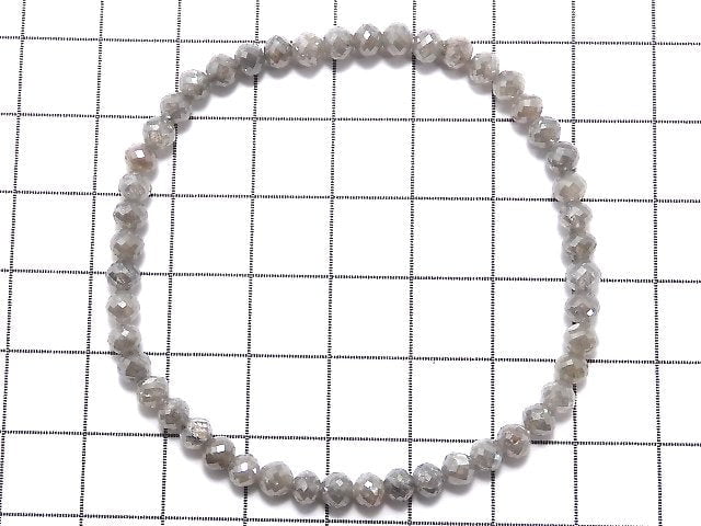 [Video][One of a kind] [1mm hole] Gray Diamond Faceted Button Roundel Bracelet NO.103