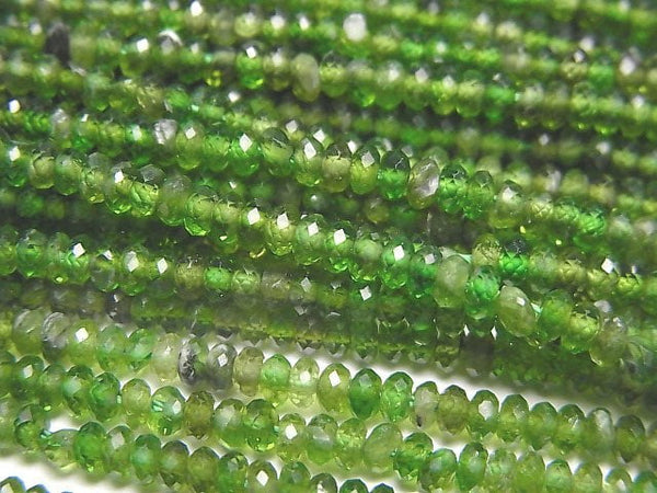 [Video]High Quality! Chrome Diopside AA++ Faceted Button Roundel 3x3x2mm half or 1strand beads (aprx.15inch/37cm)