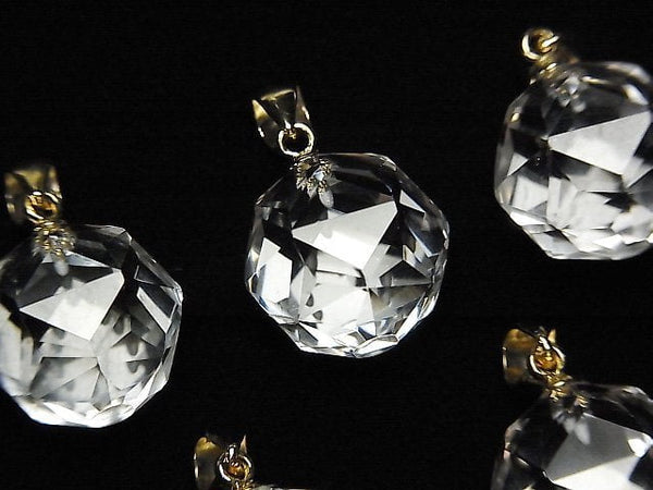 [Video]High Quality! Crystal AAA Star Faceted Round 14mm Pendant 14KGP 1pc