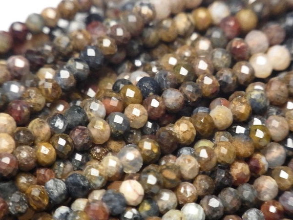 [Video]High Quality! Pietersite Faceted Button Roundel 3x3x2.5mm 1strand beads (aprx.15inch/37cm)