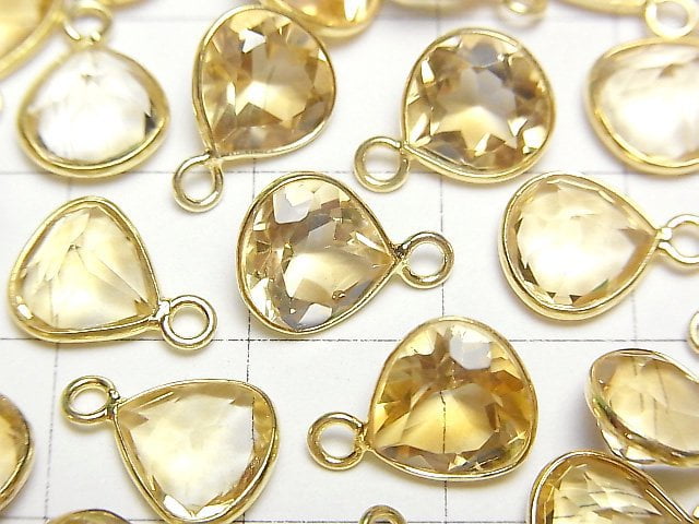 [Video]High Quality Citrine AAA Bezel Setting Chestnut Faceted 9x9mm 18KGP 3pcs
