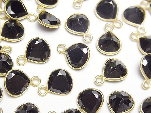[Video]High Quality Black Spinel AAA Bezel Setting Chestnut Faceted 9x9mm 18KGP 3pcs