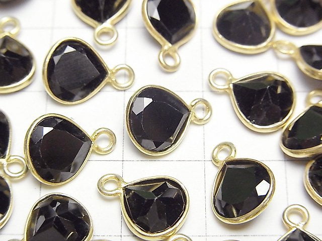[Video]High Quality Black Spinel AAA Bezel Setting Chestnut Faceted 9x9mm 18KGP 3pcs