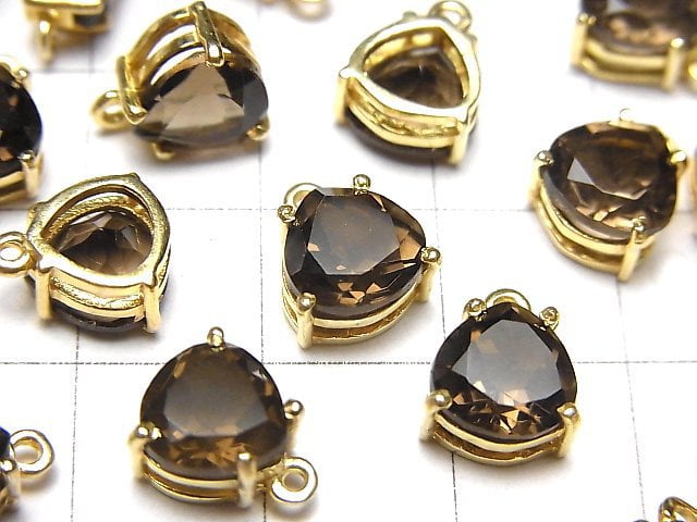 [Video]High Quality Smoky Quartz AAA Bezel Setting Chestnut Faceted 8x8mm 18KGP 1pc