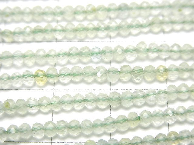 [Video]High Quality! Prehnite AAA- Faceted Button Roundel 3x3x1.5mm 1strand beads (aprx.15inch/36cm)