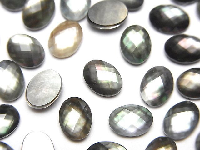 [Video] Black Shell x Crystal AAA- Oval Faceted Cabochon 8x6mm 3pcs