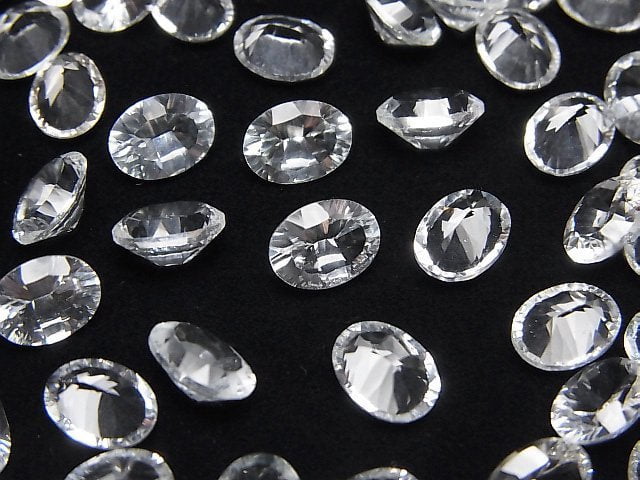 [Video]High Quality White Topaz AAA Loose stone Oval Concave Cut 8x6mm 3pcs