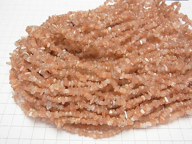 OrangeMoonstone AA++ Chips (Small Nugget ) 1strand beads (aprx.33inch/84cm)