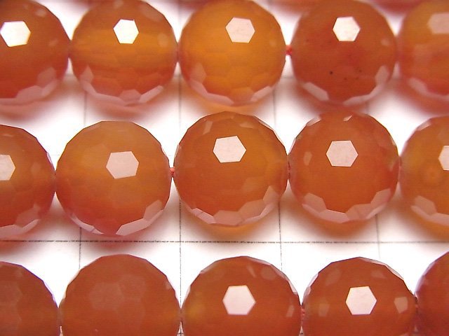 [Video]High Quality! Carnelian AAA 128Faceted Round 12mm half or 1strand beads (aprx.15inch/37cm)